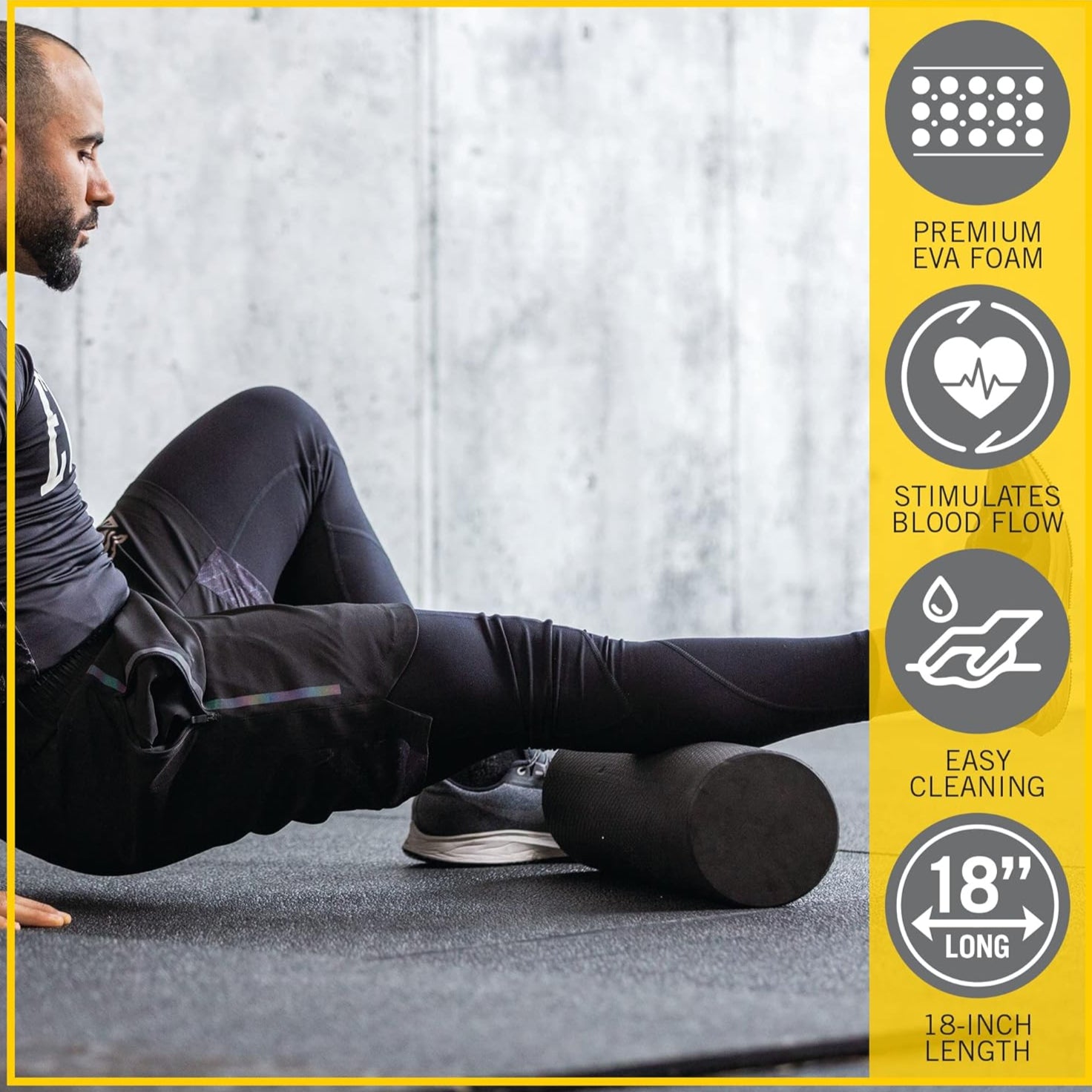 Merrithew Foam Roller™ Deluxe - 18 inch (Black) for Pilates, ST-06093