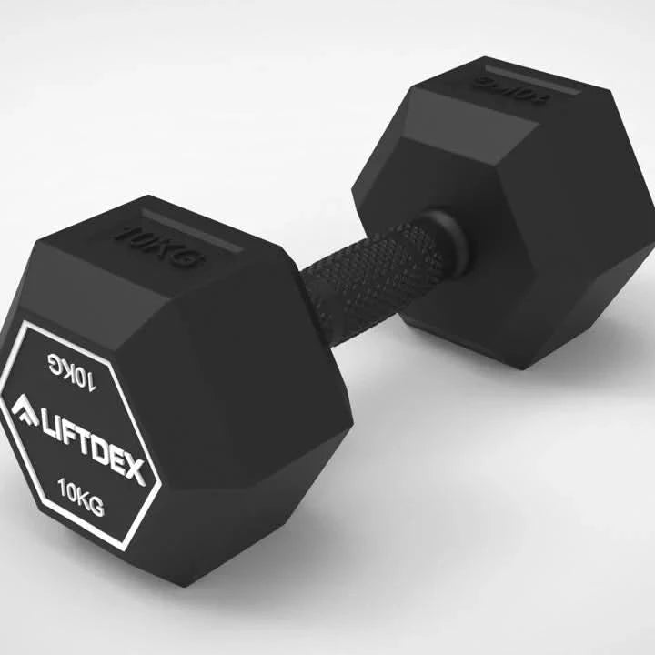 Liftdex Rubber Coated Dumbbell Combo Set (2.5kg–20kg) with Level Fitness 8 Pair Vertical Dumbbell Rack