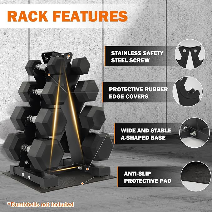 Level Fitness 4 Tier A-Frame Dumbbell Weight Rack
