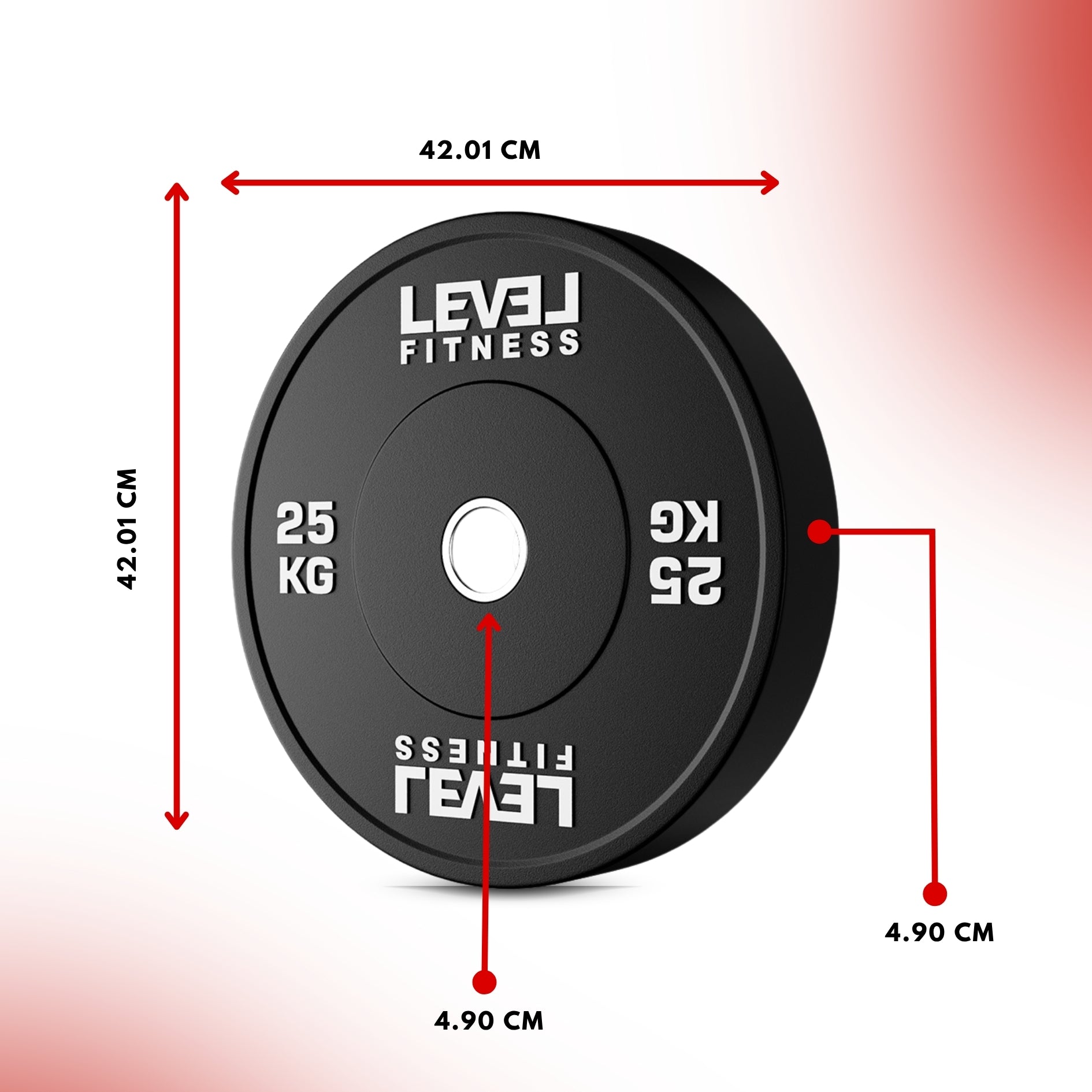 Level Fitness Black Rubber Olympic Bumper Plates - 5 to 25 KG | Per Piece