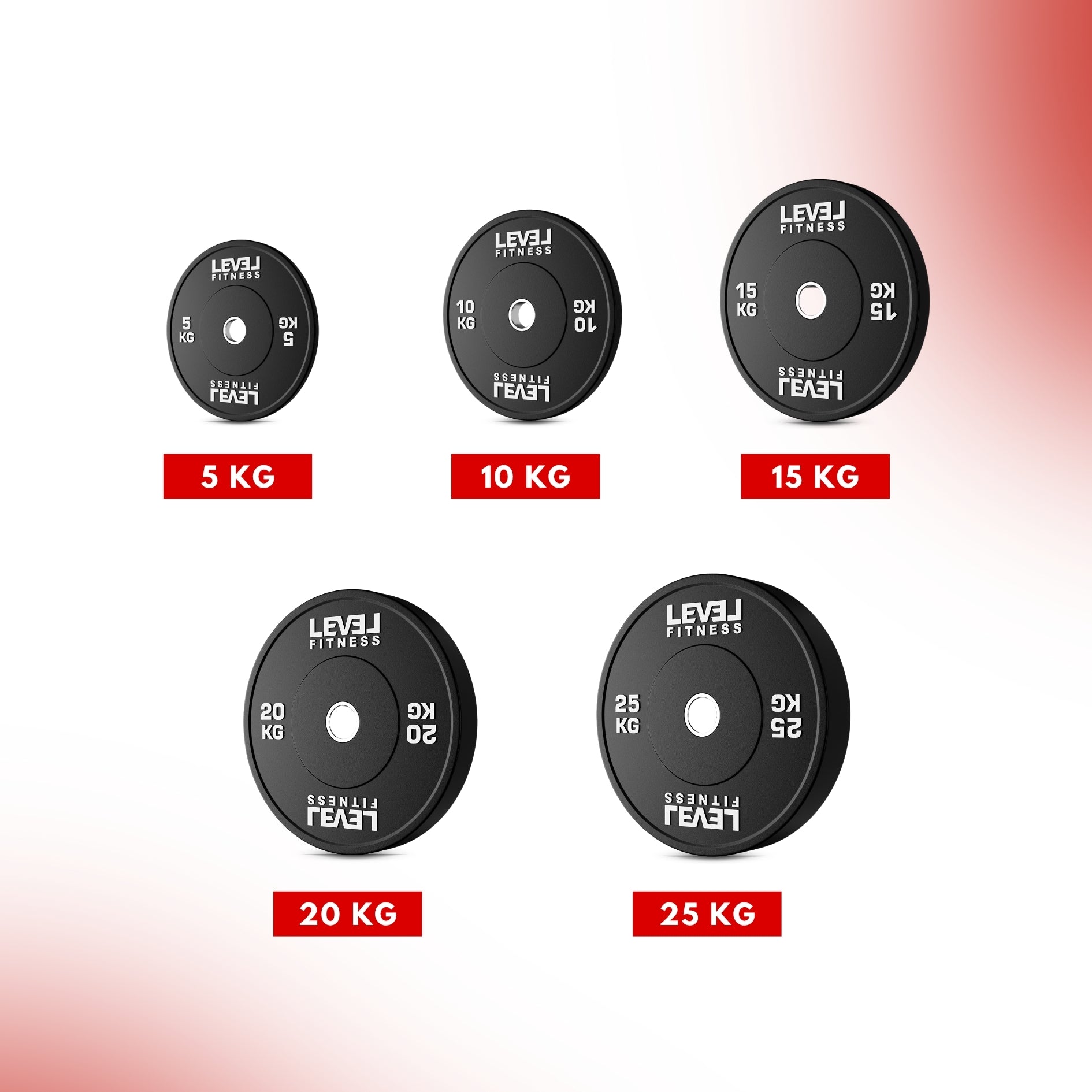 Level Fitness Black Rubber Olympic Bumper Plates - 5 to 25 KG | Per Piece