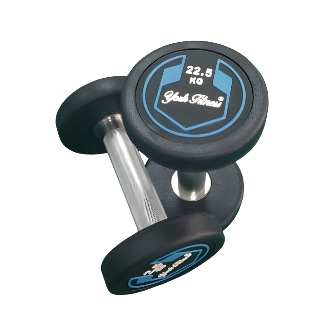 York, Fitness Round Rubber Dumbbell, Dzlg12, Black 22.5 Kg