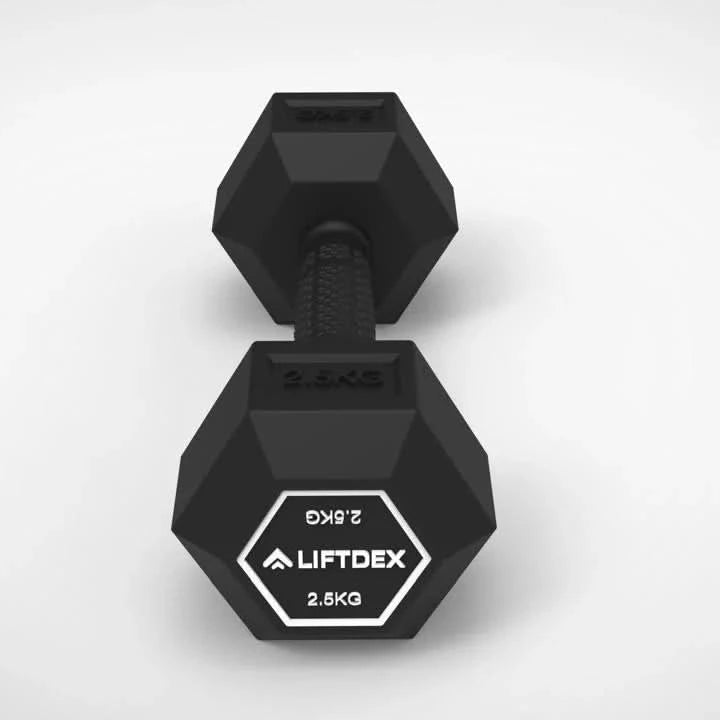 Liftdex Rubber Coated Dumbbell Set (2.5kg–45kg) with Level Fitness 3 Tier Dumbbell Rack