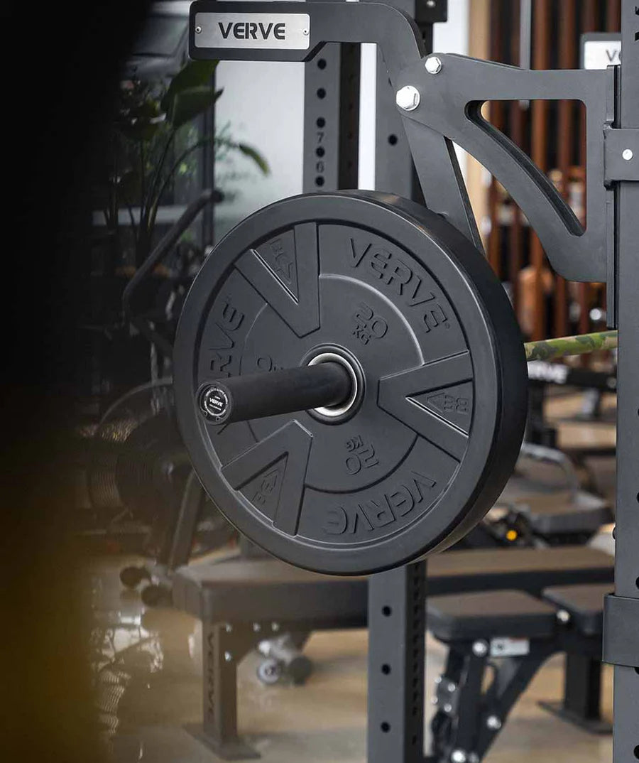 VERVE Black Rubber Bumper Plate Set (80kg) with TA SPORT 220cm Olympic Weightlifting Barbell Combo