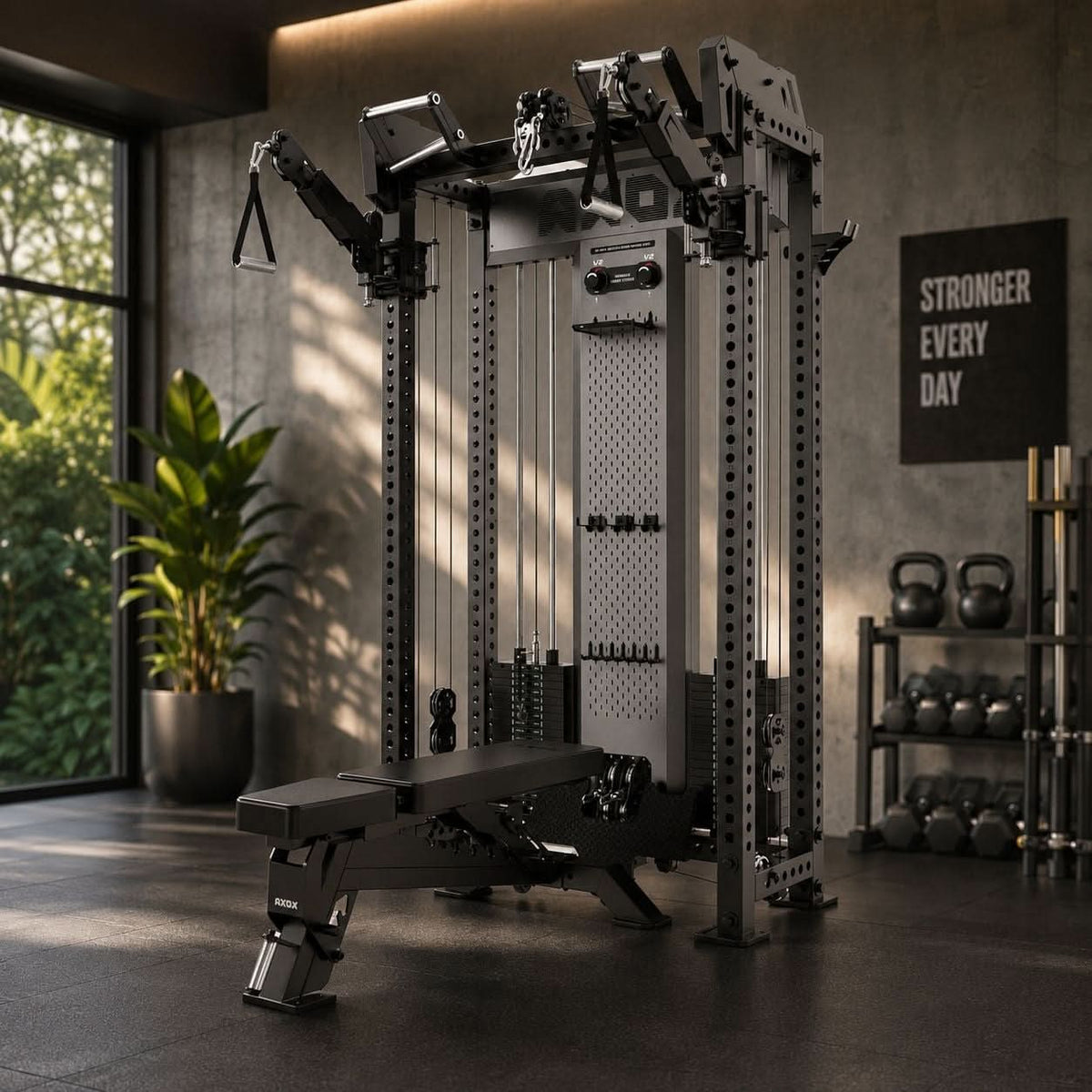 Axox Fitness R5 Pro Functional Trainer with Adjustable Bench – Dual 90KG Weight Stacks