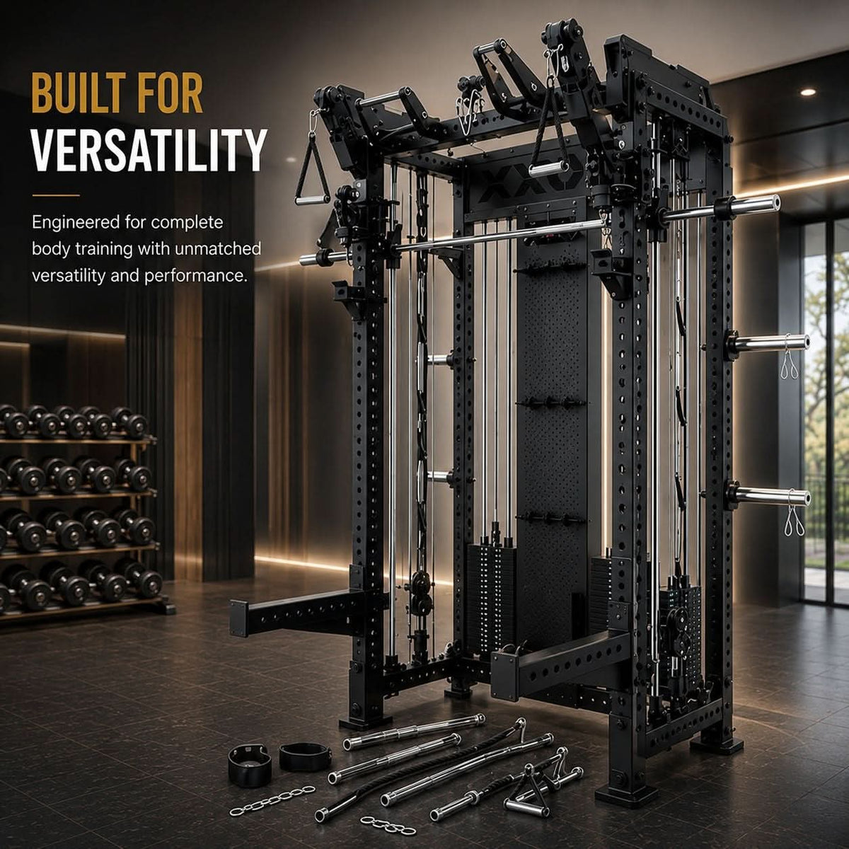 Axox Fitness R7 Pro Functional Trainer with Adjustable Bench – Multi-Function Home Gym Machine