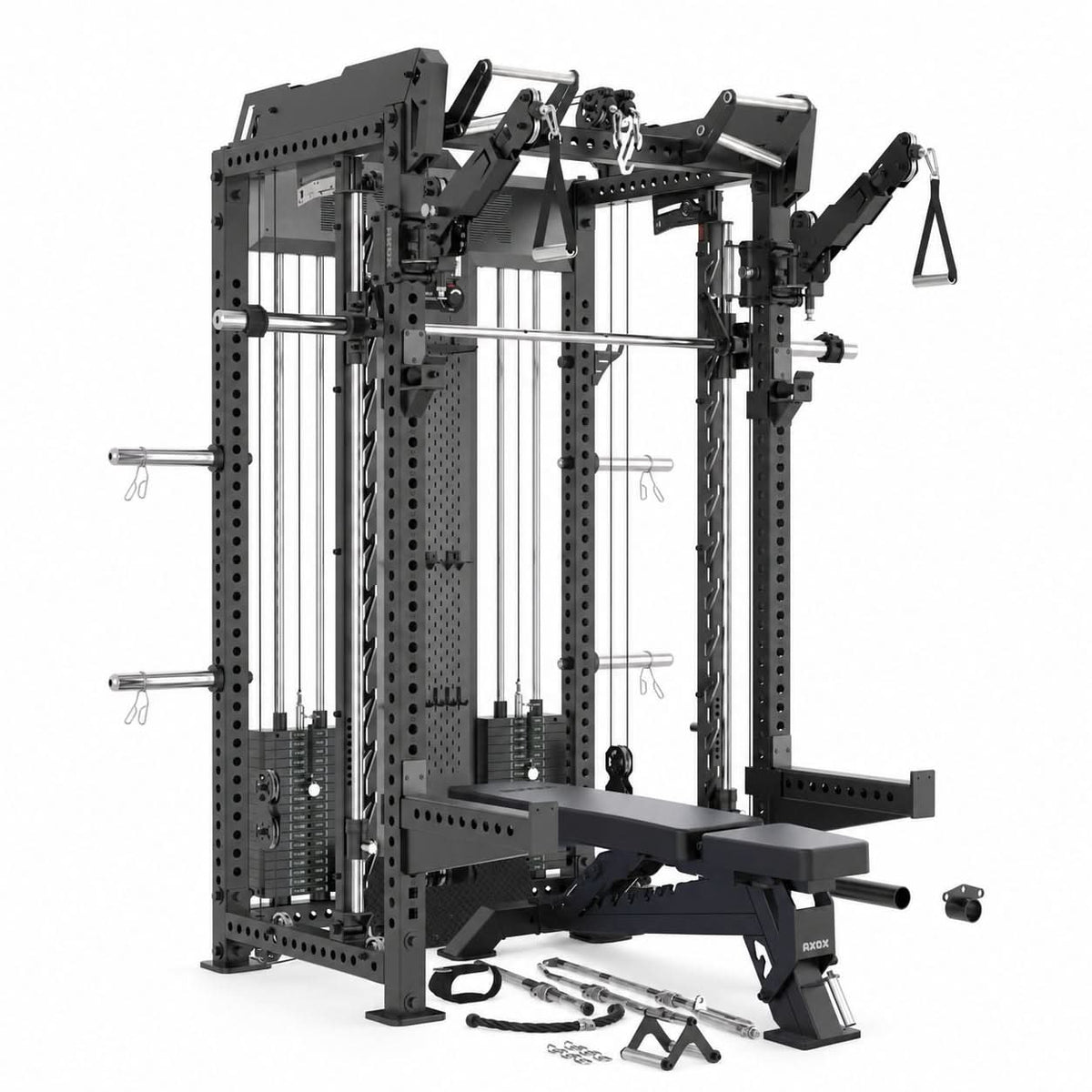 Axox Fitness R7 Pro Functional Trainer with Adjustable Bench – Multi-Function Home Gym Machine