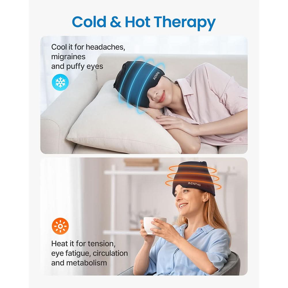 RENPHO Ice Head Wrap for Migraine Relief – Hot & Cold Therapy Cap