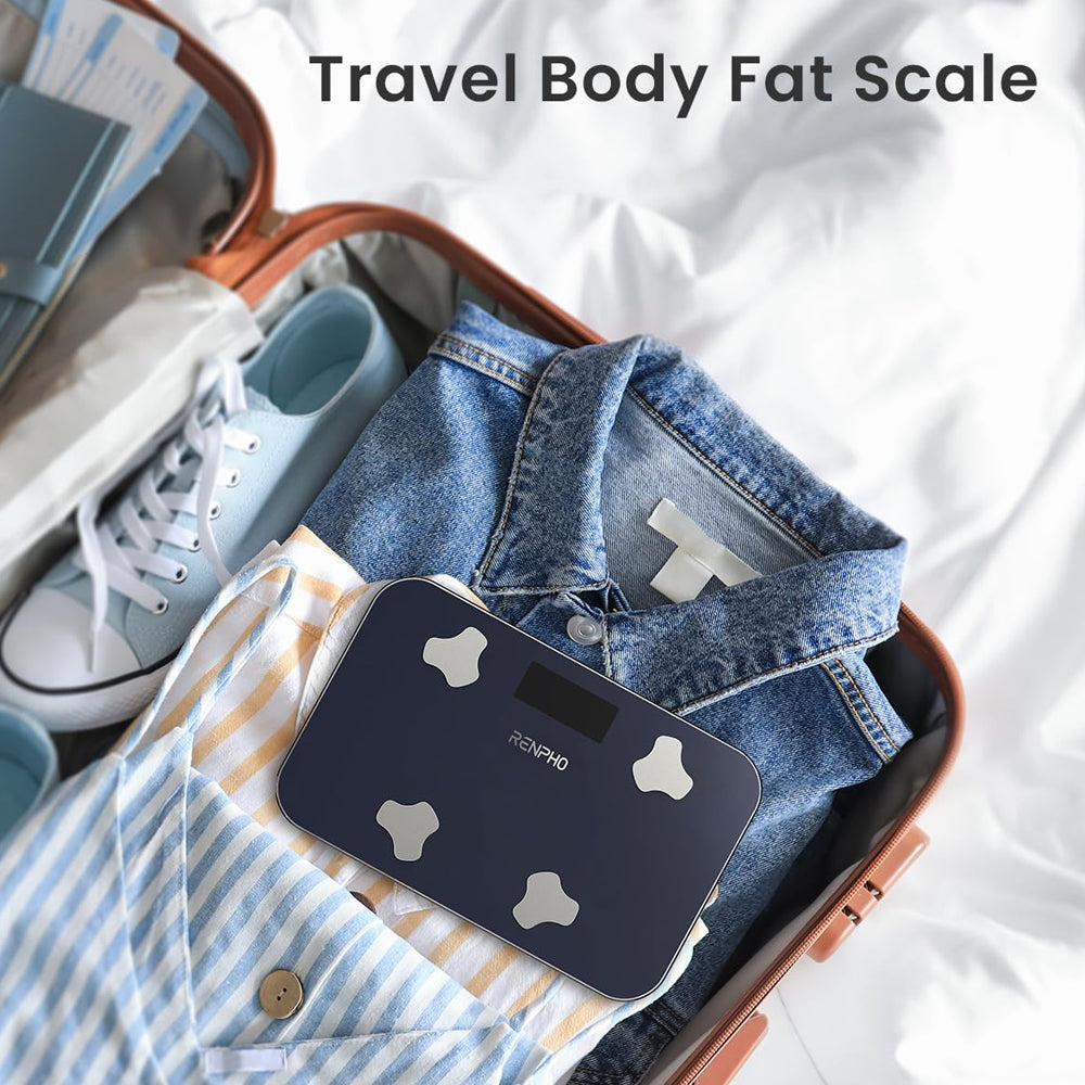 RENPHO Travel Scale for Body Weight, Mini Bathroom Scale for Body Fat, Portable Elis Go Weight Scale for Traveling, 13 Body Composition Analyzer Sync with App