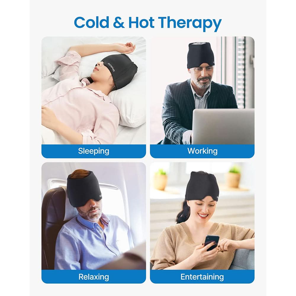 RENPHO Ice Head Wrap for Migraine Relief – Hot & Cold Therapy Cap