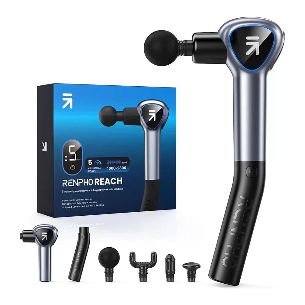 RENPHO Rechargeable Massage Gun with Extension Handle | Deep Tissue Massager