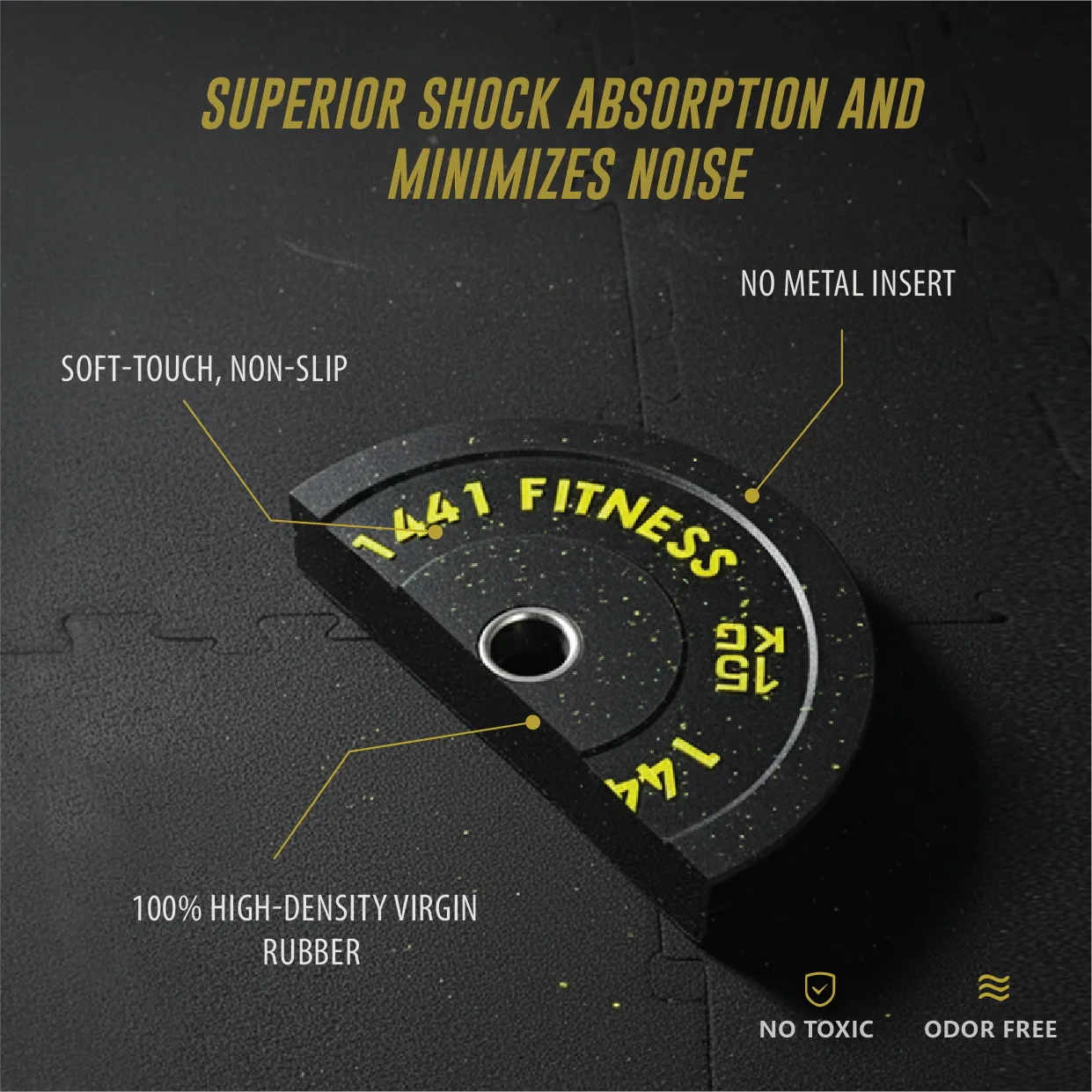1441 Fitness Speckled Bumper Plates, 5KG to 25KG, Sold as Piece