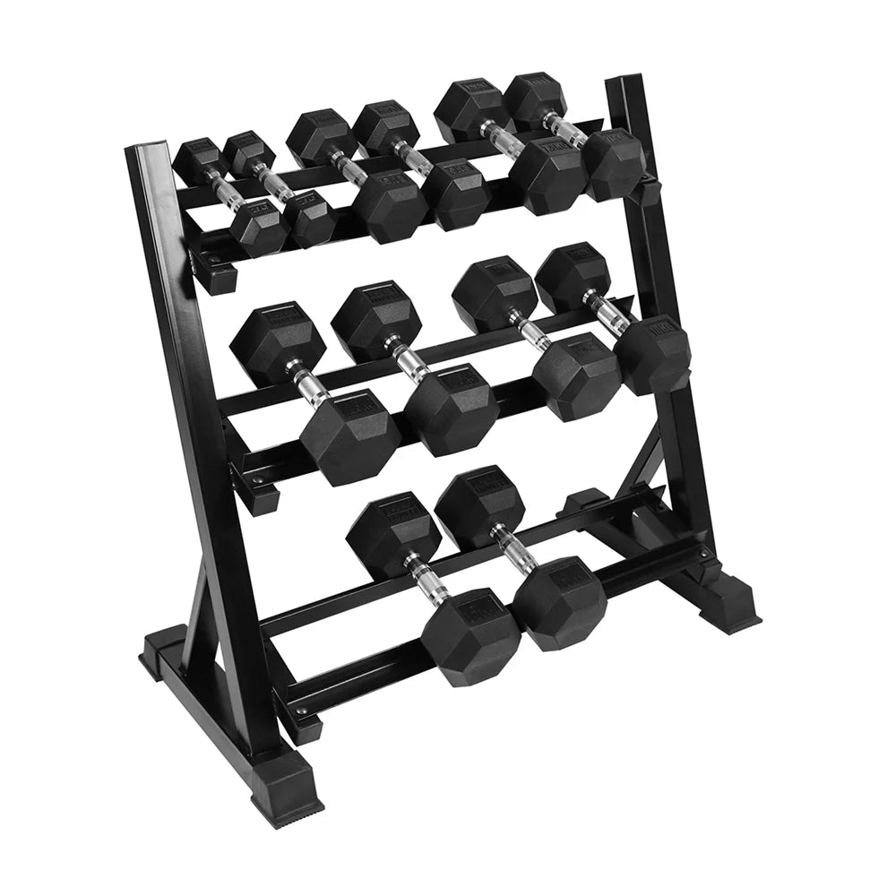 Level Fitness Dumbbell Sets with 3 Tier Dumbbells Rack | 2.5Kg to 15Kg & 2.5Kg to 20Kg Combo Deals