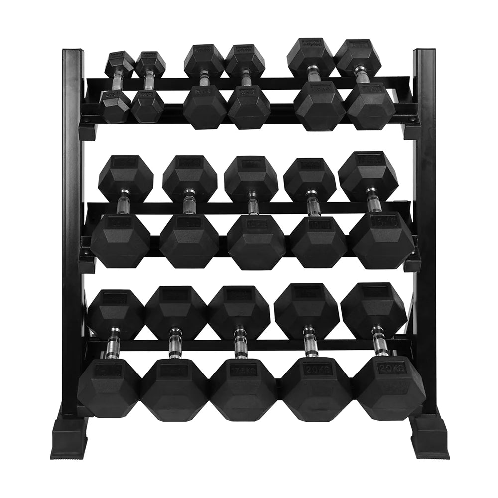 Level Fitness Dumbbell Sets with 3 Tier Dumbbells Rack | 2.5Kg to 15Kg & 2.5Kg to 20Kg Combo Deals