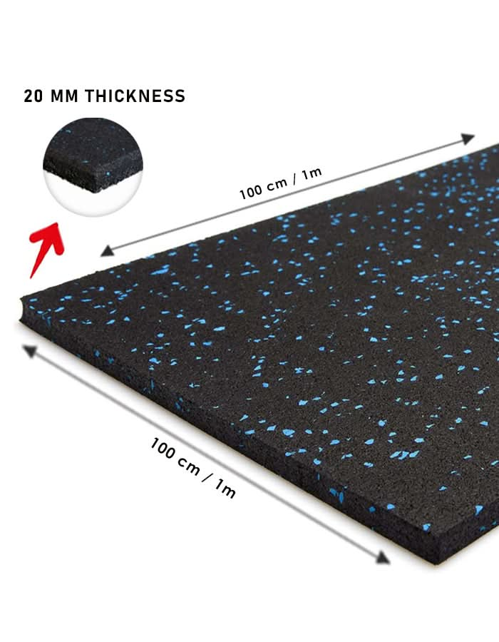 1441 Fitness Heavy Duty Rubber Gym Flooring Speckled Blue -100 x 100 CM | Rubber Flooring