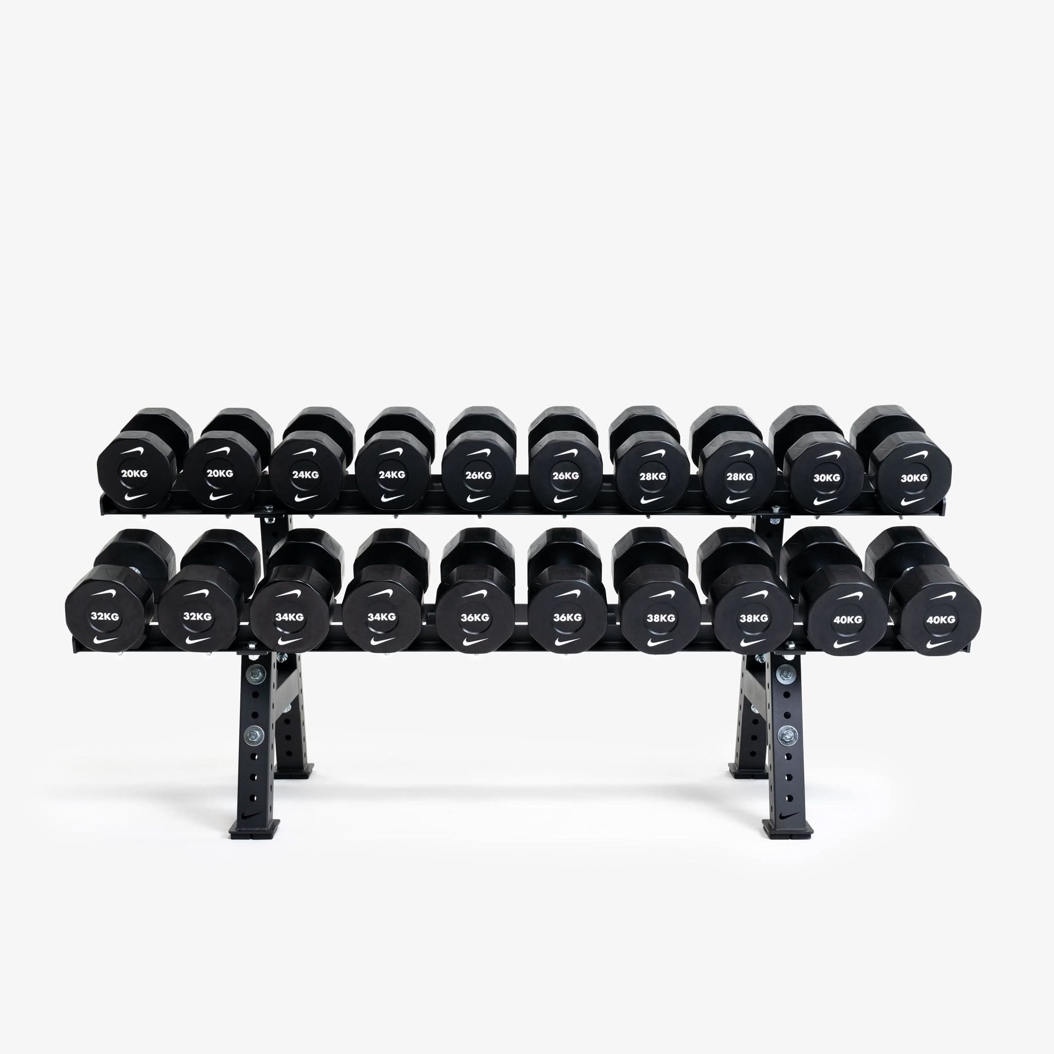 Nike Urethane Dumbbell Set (1–12 Kg or 22–40 Kg) with Commercial Rack