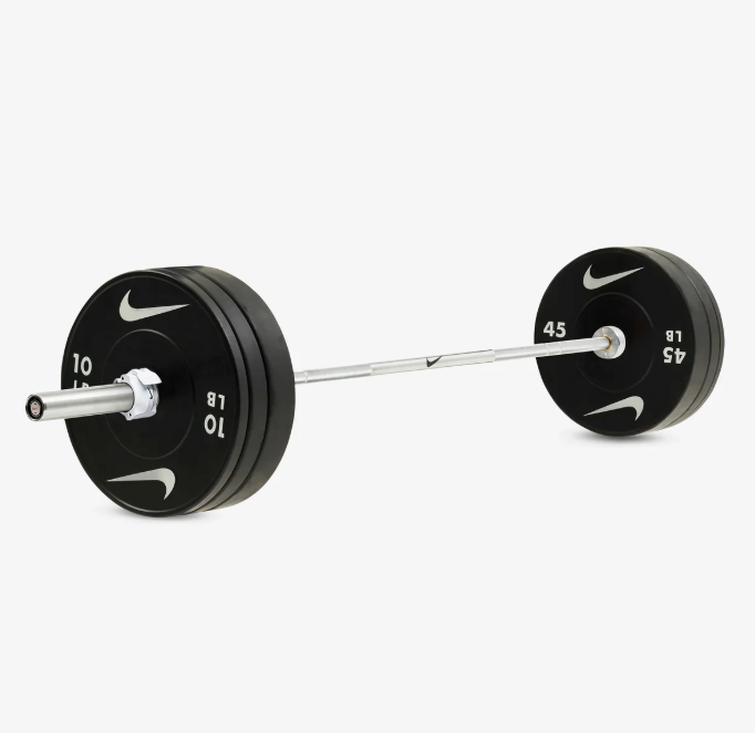 Nike Olympic Weight Plate & Barbell Set (60–160 Kg) Strength - 20 Kg (Chrome) 60 Kg (Including Barbell) Black