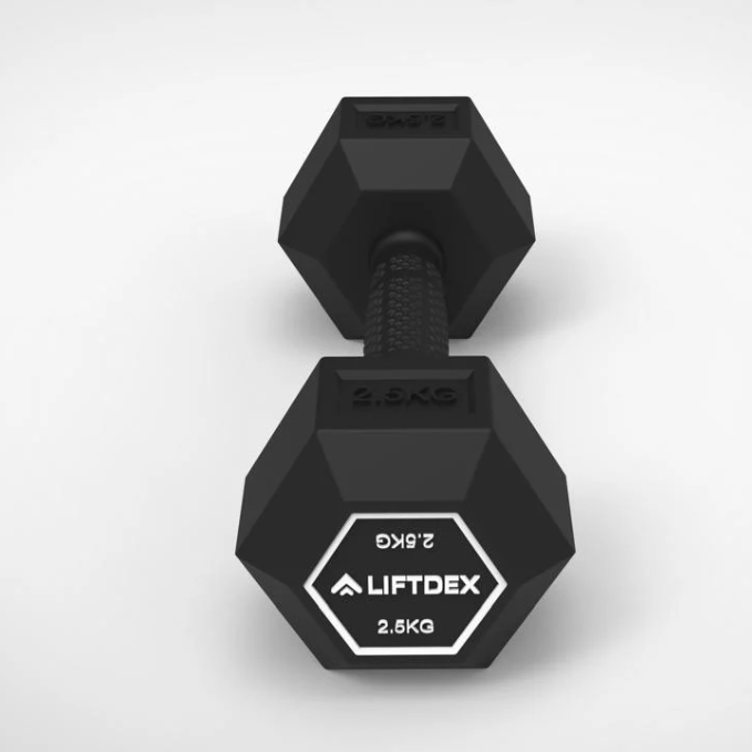 Liftdex Rubber Hex Dumbbell Pair, 2.5 KG - 30 KG