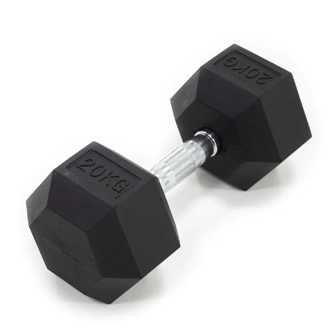 Powercore Rubber Hex Dumbbells - 1 Kg to 30 Kg - Sold as Pairs