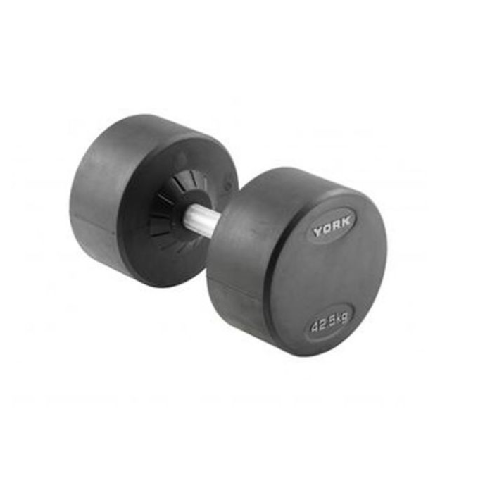 York, Rubber Round Dumbbell, Dzlg11, Black