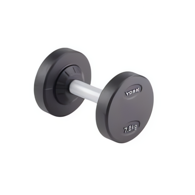 York, Rubber Round Dumbbell, Dzlg11, Black 2.5 Kg