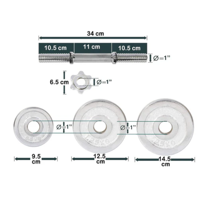 MF Adjustable Chrome Dumbbell Set, 30KG