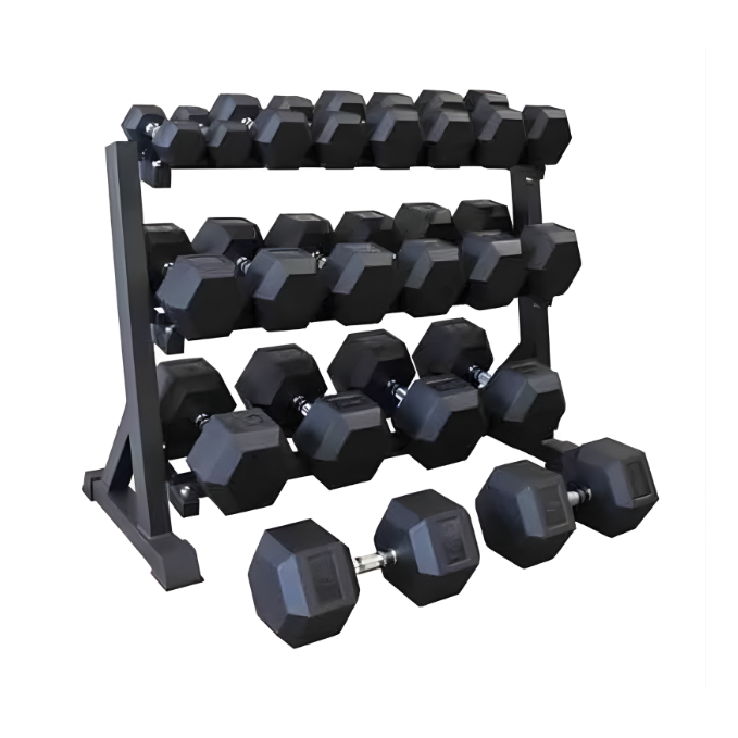 Combo MSF 2.5KG to 20KG Hex Dumbbell Set With Dumbbell Rack
