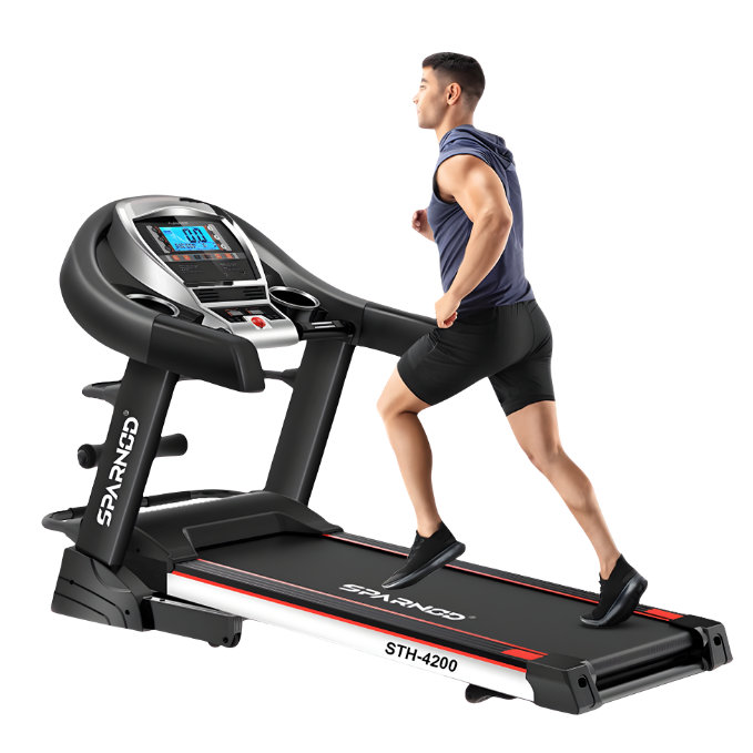 Sparnod Fitness, (2.25 HP DC Motor) multi-function with Semi Auto Lubrication Treadmill, STH-4200