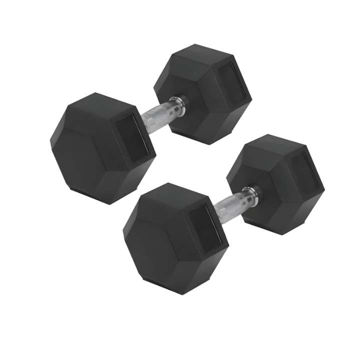 York, Commercial Rubber Hex Dumbbell, 35005, Black Default Title