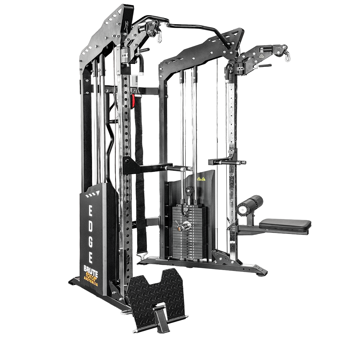 BruteForce EDGE Functional Trainer – Corner Cable Rack with 7-Point Pivot Arms & Dual Pulley System