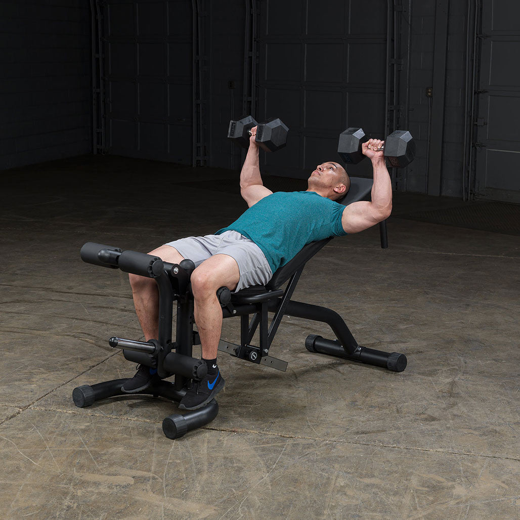 Body Solid FID46 PowerLift Adjustable Bench – FID with Leg Attachments