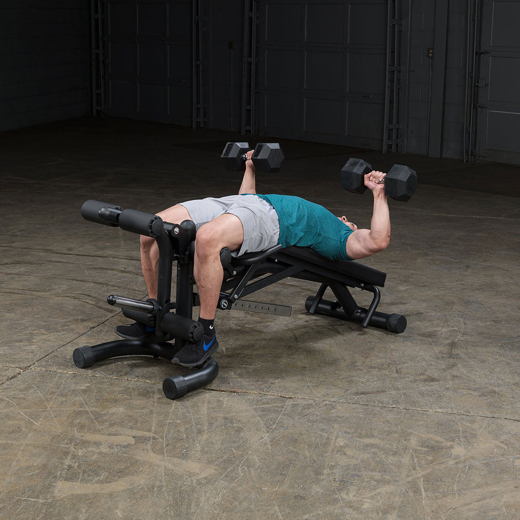 Body Solid FID46 PowerLift Adjustable Bench – FID with Leg Attachments