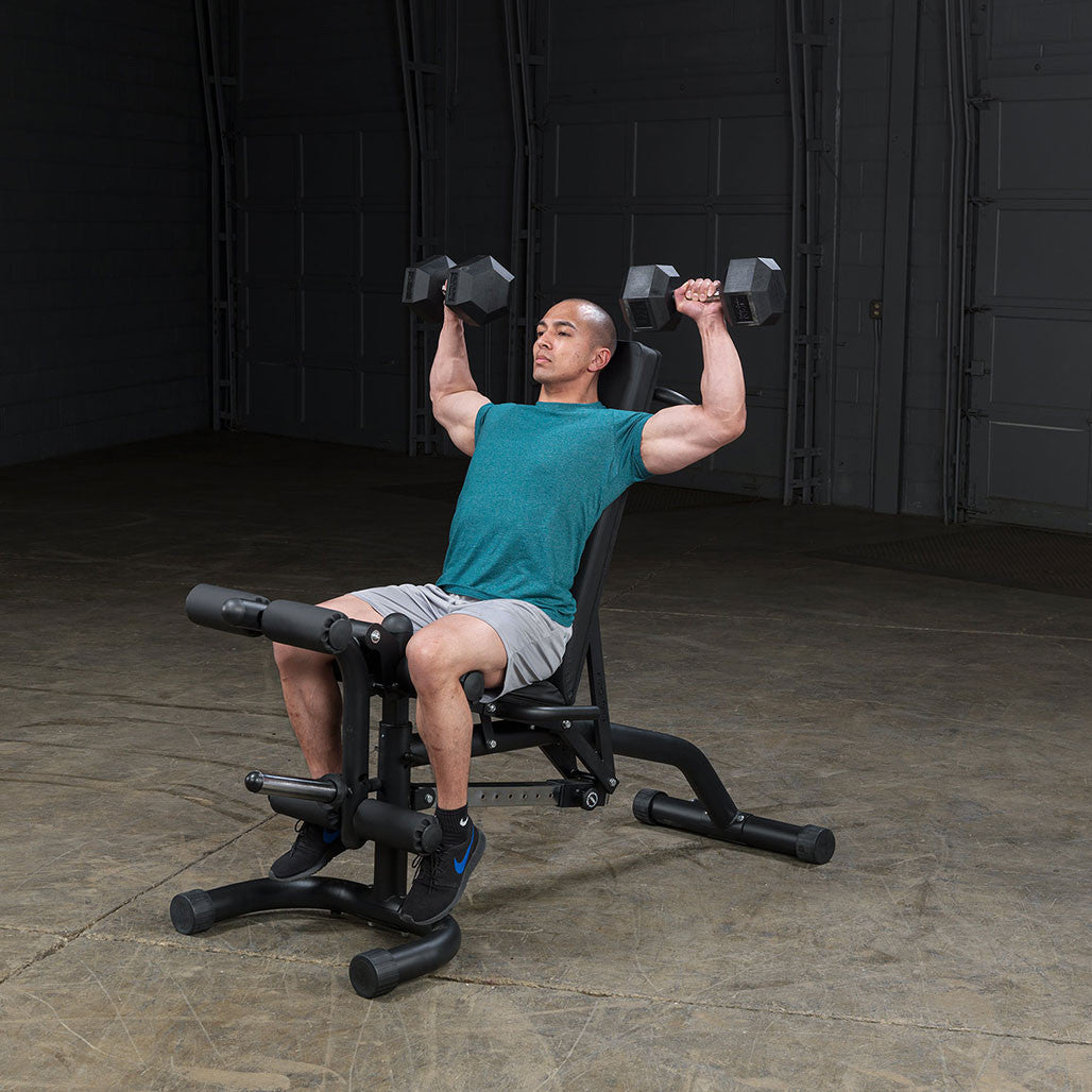 Body Solid FID46 PowerLift Adjustable Bench – FID with Leg Attachments