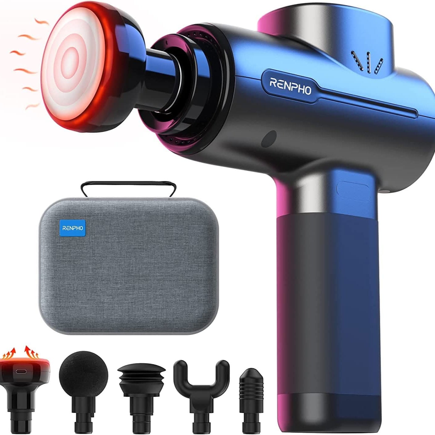 Renpho Active Massage Gun with Heat Deep Tissue Muscle, Handheld Body Massager