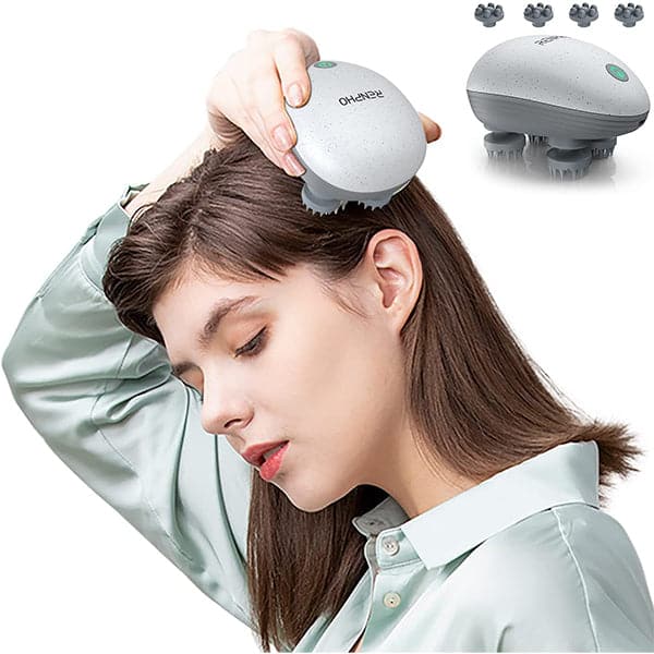 Renpho Waterproof Portable Electric Scalp Massager with 4 Replacement Massage Heads