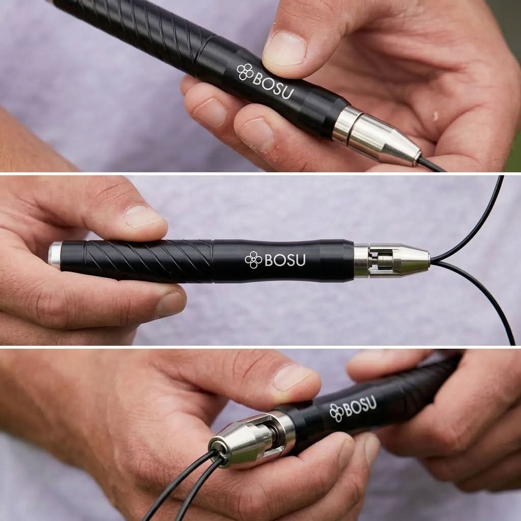 BOSU Speed Jump Rope – Black | Adjustable High-Speed Skipping Rope