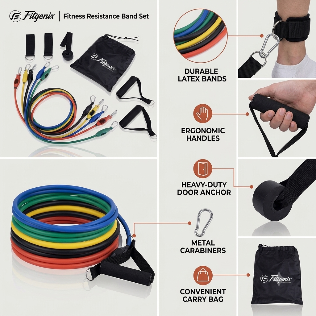 Fitgenix 11-Piece Resistance Band Set | Workout Bands 
