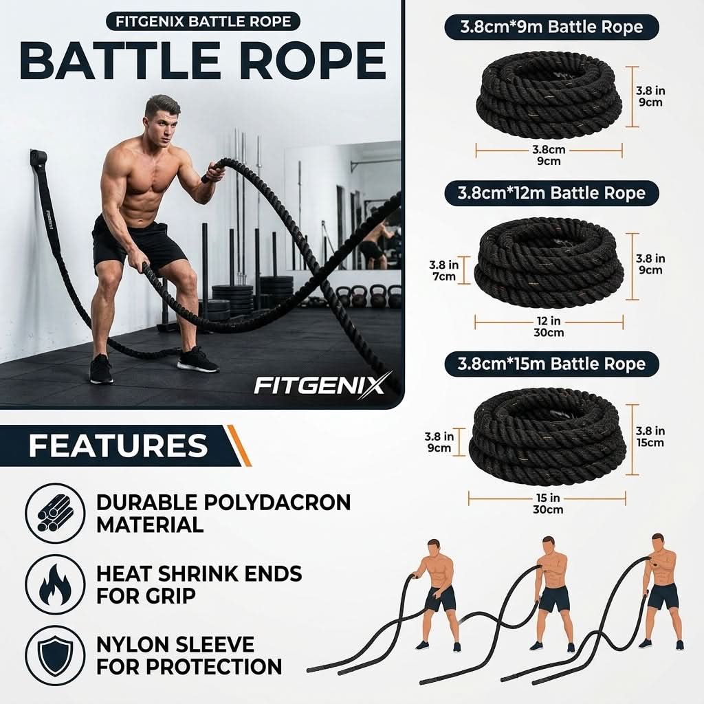Fitgenix Battle Rope 3.8cm | 9m, 12m & 15m