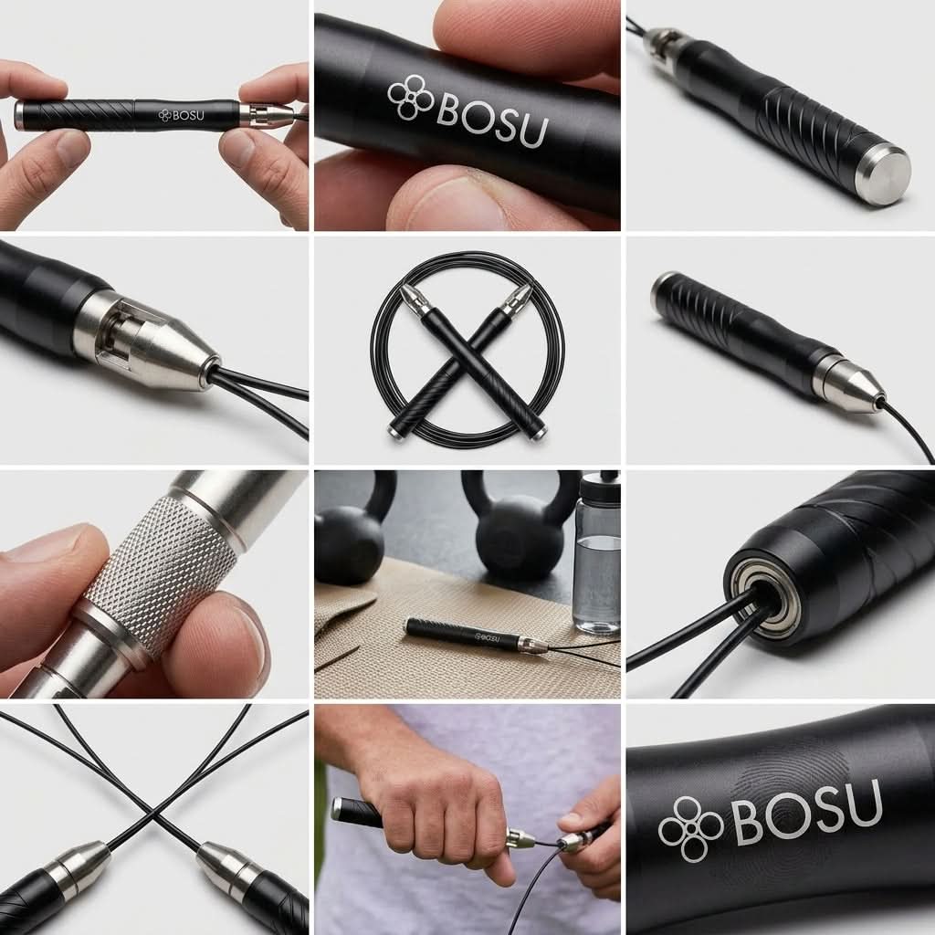 BOSU Speed Jump Rope – Black | Adjustable High-Speed Skipping Rope