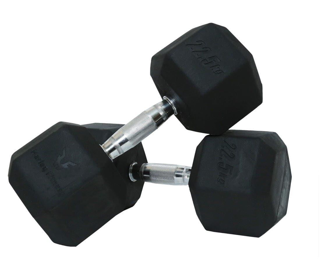 Harley Fitness Rubber Hex Dumbbell With Chrome Handle - Athletix.ae