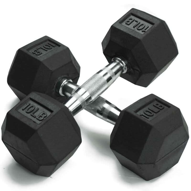 1441 Fitness Rubber Hex Dumbbells in Pounds 5 - 50 Lbs (Sold In Pair) | Weight in LBS | Tough & Durable | Chrome Plated Economical Handle 