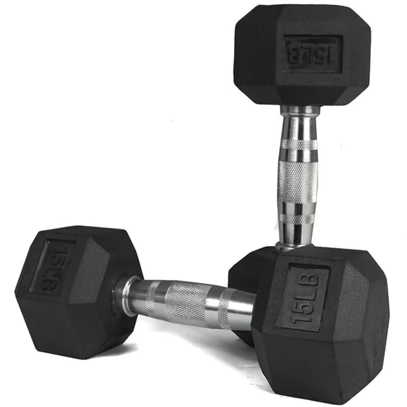 1441 Fitness Rubber Hex Dumbbells in Pounds 5 - 50 Lbs (Sold In Pair) | Weight in LBS | Tough & Durable | Chrome Plated Economical Handle 