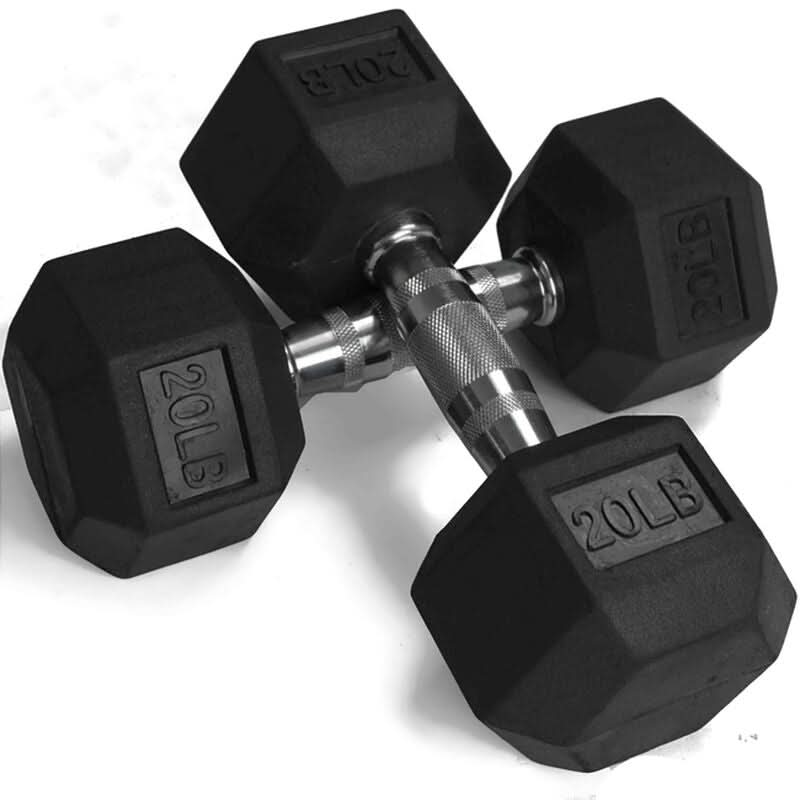 1441 Fitness Rubber Hex Dumbbells in Pounds 5 - 50 Lbs (Sold In Pair) | Weight in LBS | Tough & Durable | Chrome Plated Economical Handle 