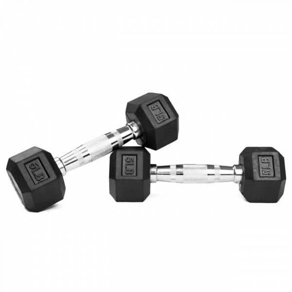 1441 Fitness Rubber Hex Dumbbells in Pounds 5 - 50 Lbs (Sold In Pair) | Weight in LBS | Tough & Durable | Chrome Plated Economical Handle 