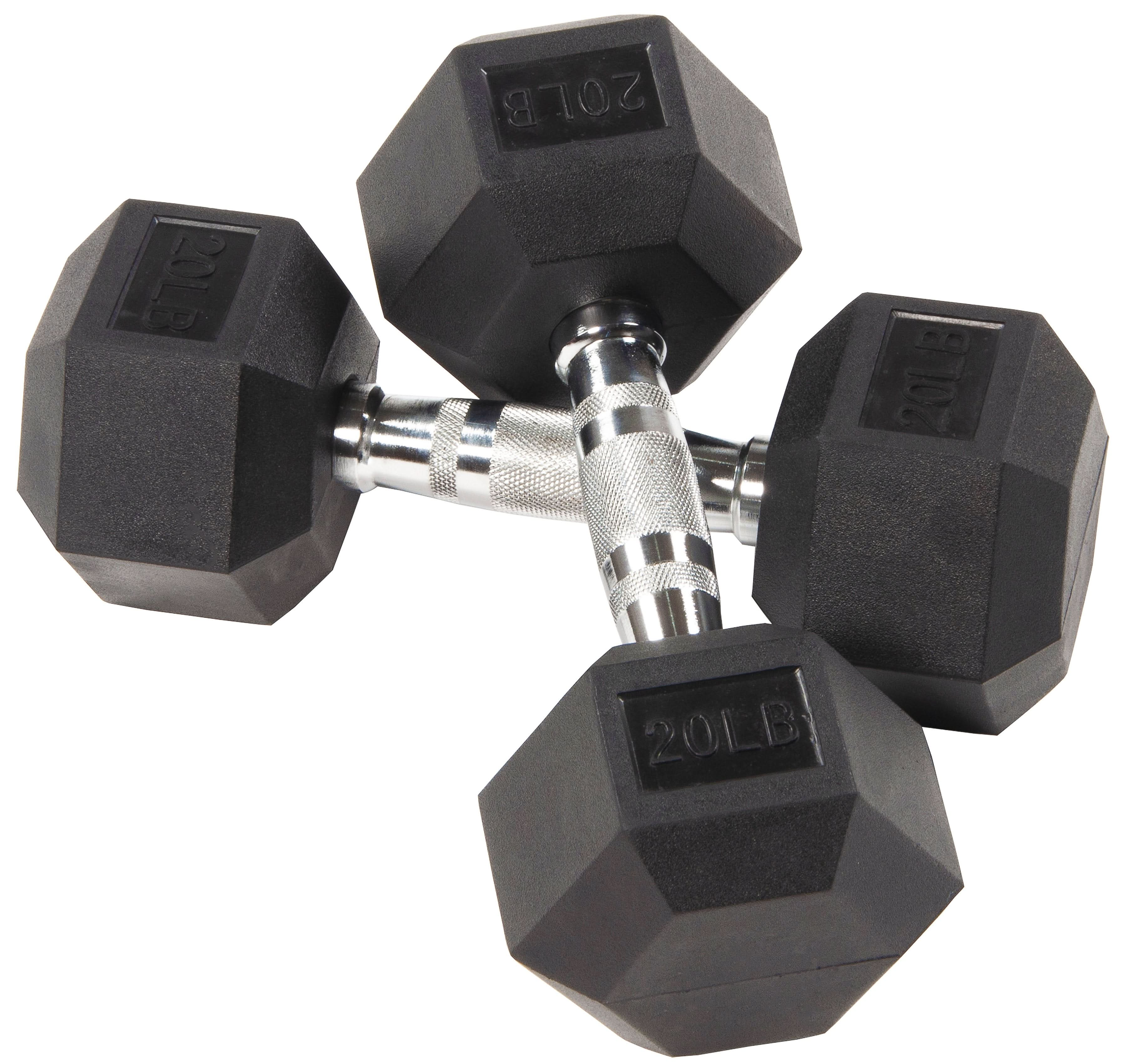 1441 Fitness Rubber Hex Dumbbells in Pounds 5 - 50 Lbs (Sold In Pair) | Weight in LBS | Tough & Durable | Chrome Plated Economical Handle 