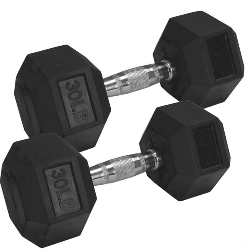 1441 Fitness Rubber Hex Dumbbells in Pounds 5 - 50 Lbs (Sold In Pair) | Weight in LBS | Tough & Durable | Chrome Plated Economical Handle 