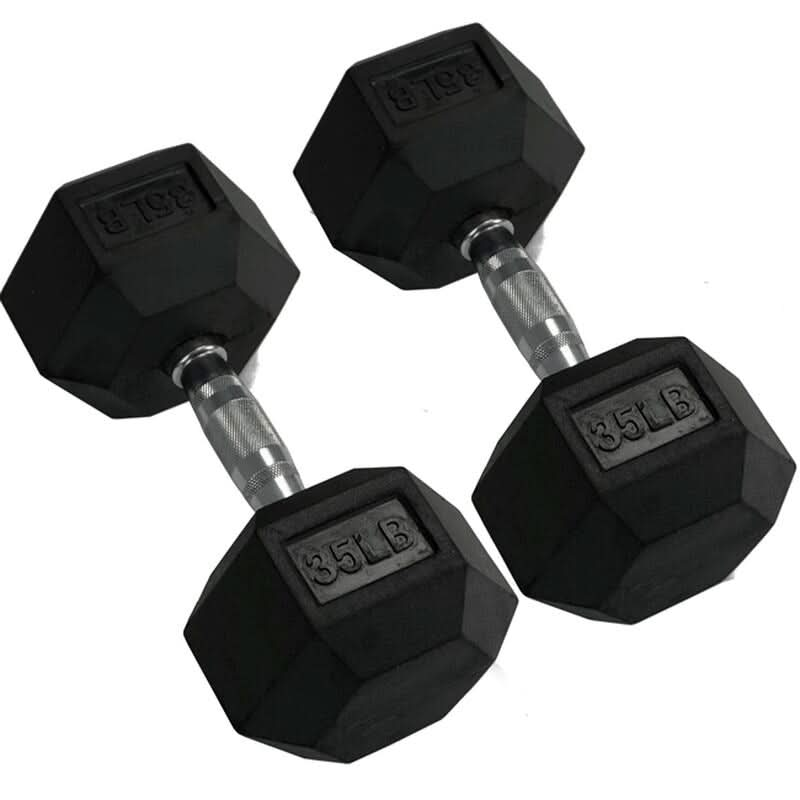 1441 Fitness Rubber Hex Dumbbells in Pounds 5 - 50 Lbs (Sold In Pair) | Weight in LBS | Tough & Durable | Chrome Plated Economical Handle 