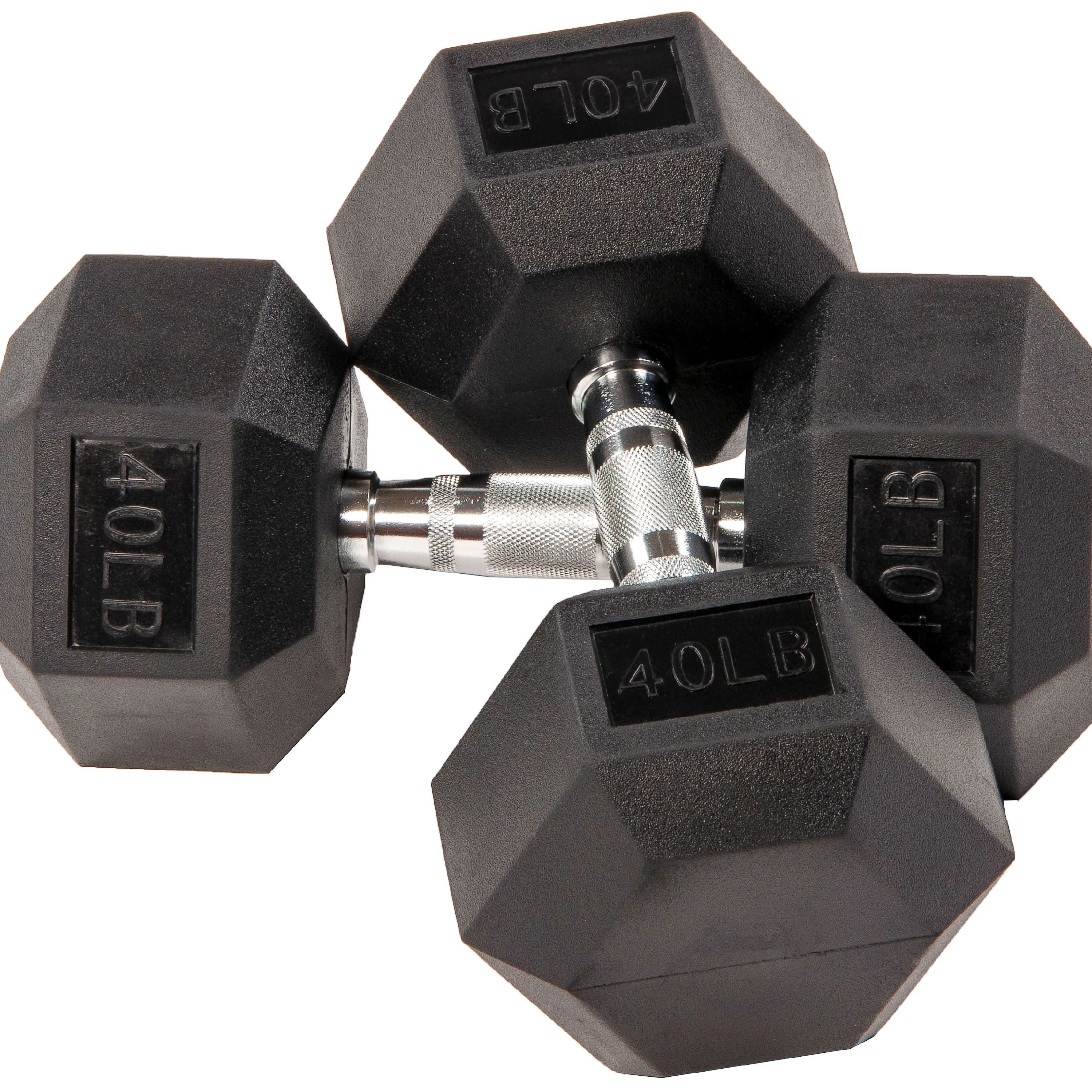 1441 Fitness Rubber Hex Dumbbells in Pounds 5 - 50 Lbs (Sold In Pair) | Weight in LBS | Tough & Durable | Chrome Plated Economical Handle