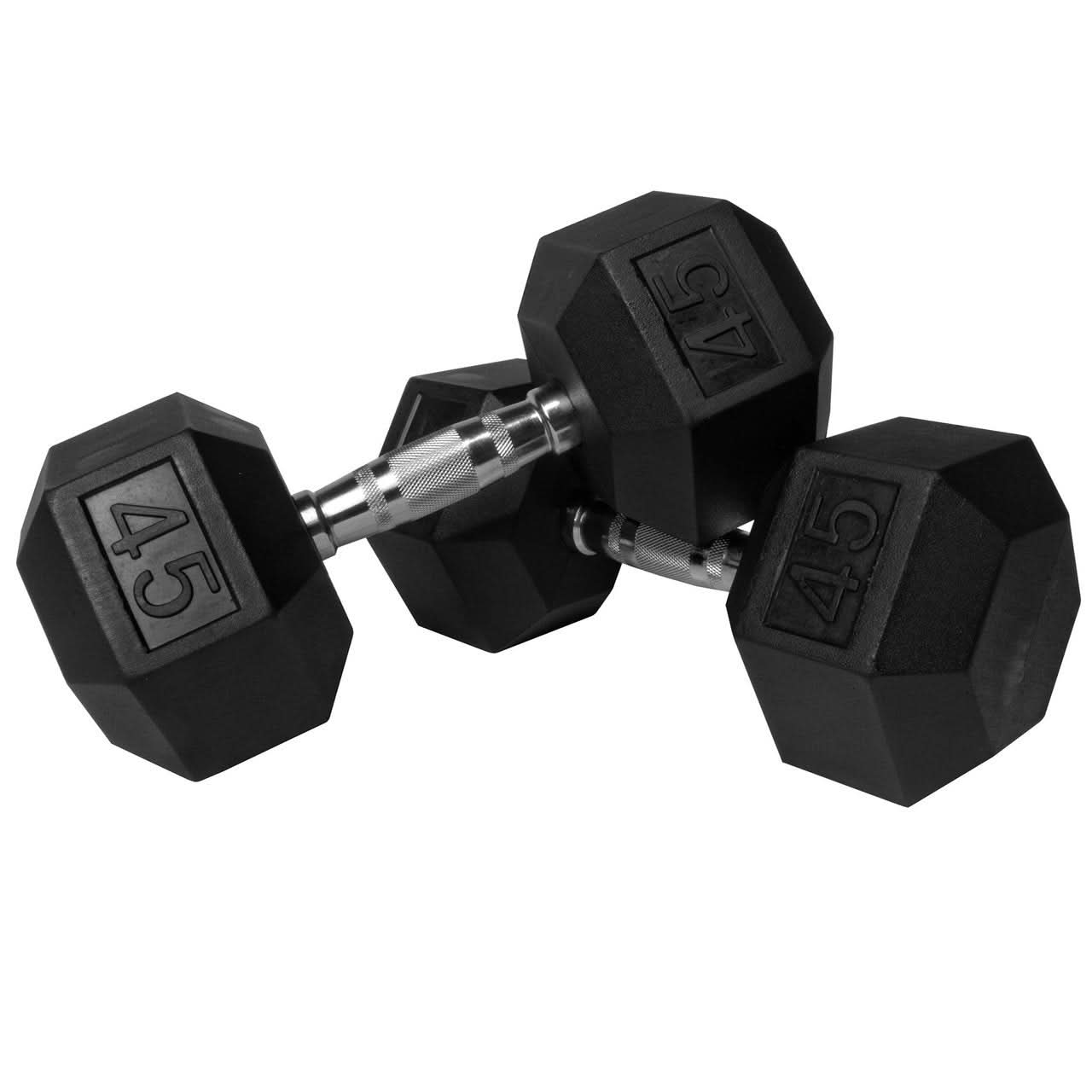 1441 Fitness Rubber Hex Dumbbells in Pounds 5 - 50 Lbs (Sold In Pair) | Weight in LBS | Tough & Durable | Chrome Plated Economical Handle 