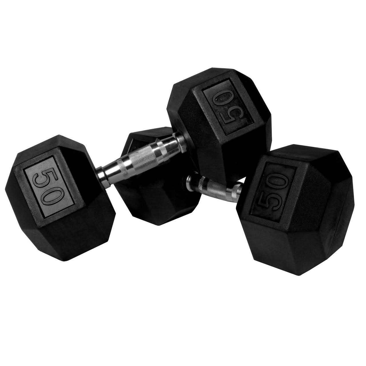 1441 Fitness Rubber Hex Dumbbells in Pounds 5 - 50 Lbs (Sold In Pair) | Weight in LBS | Tough & Durable | Chrome Plated Economical Handle 